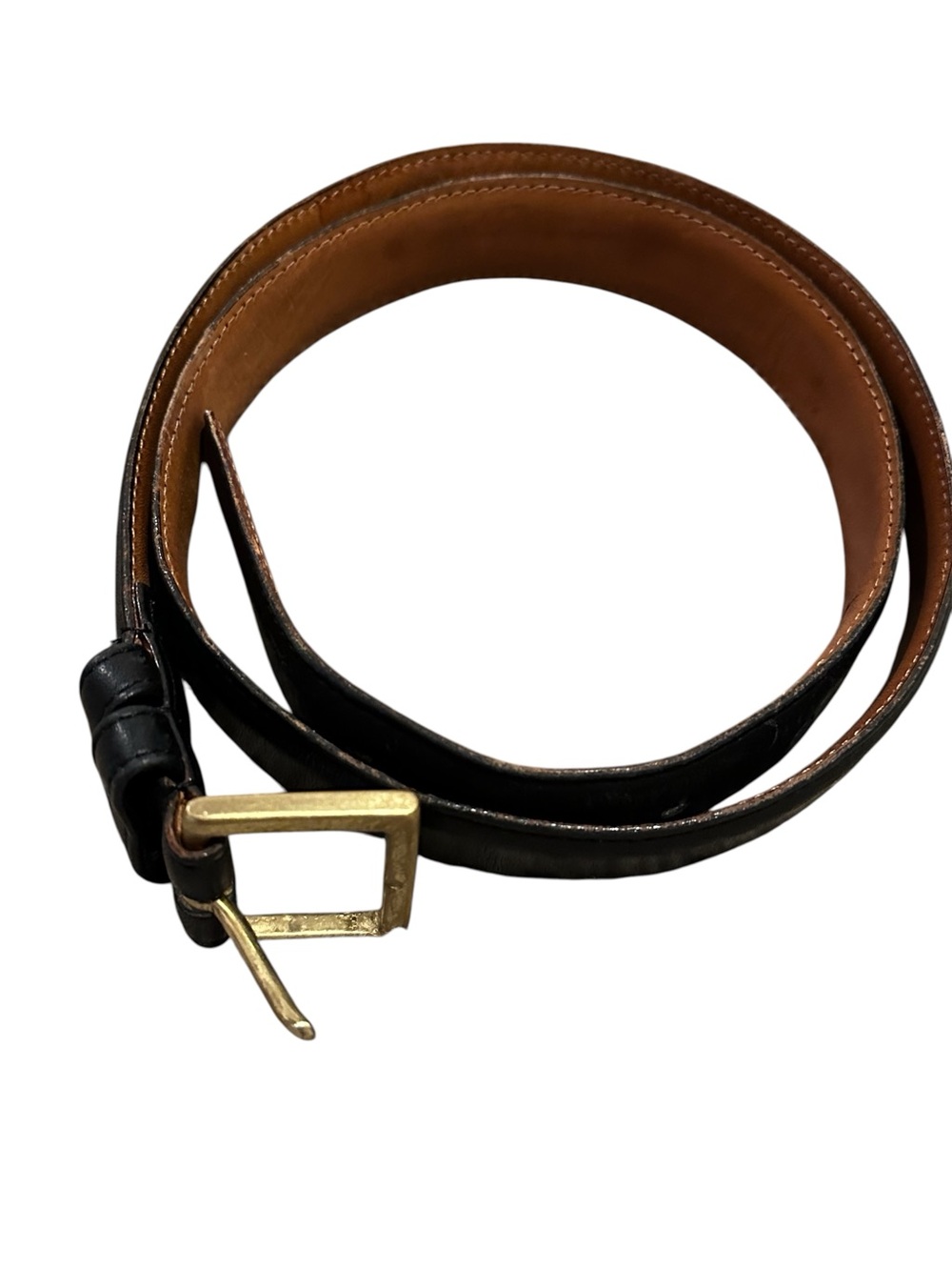 Coach Vintage Burnished Cowhide Black Leather Belt with Brass Buckle